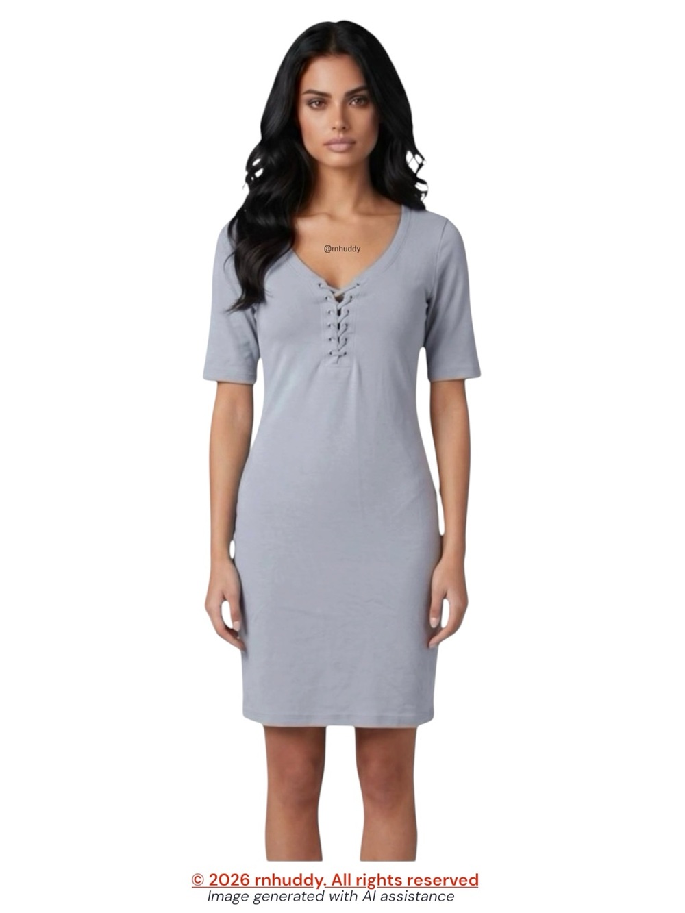 Monrow XS greyish blue lace up jersey knit dress